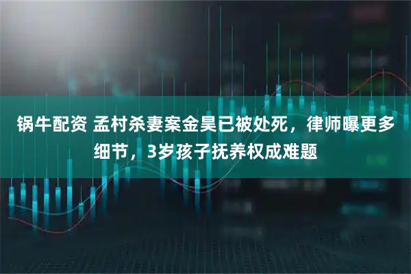 锅牛配资 孟村杀妻案金昊已被处死，律师曝更多细节，3岁孩子抚养权成难题